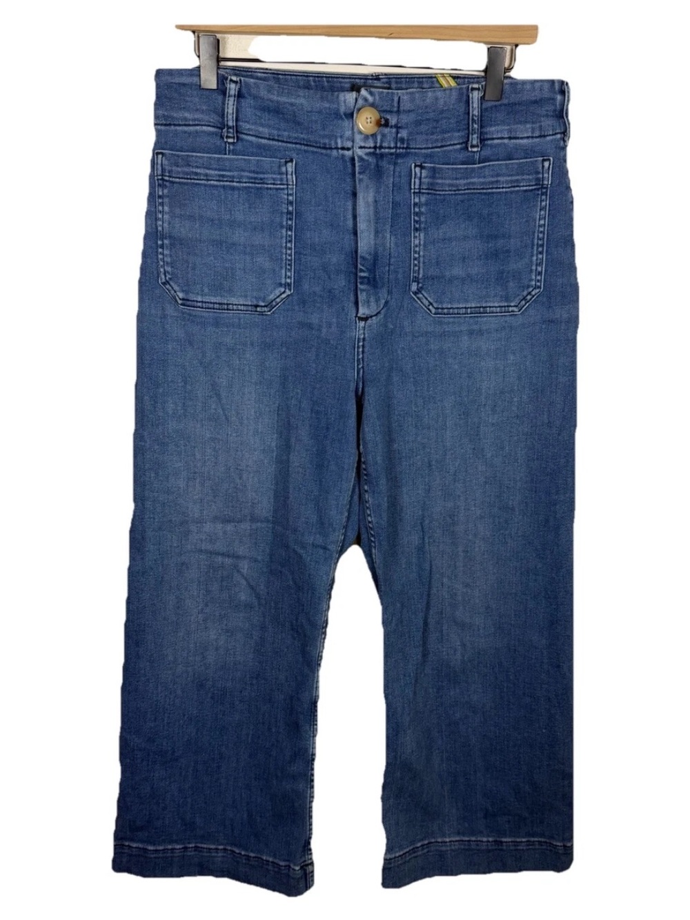 Sold - Maeve Anthropologie Colette Crop Wide Leg Jeans Sz 31 Medium Wash Stretch